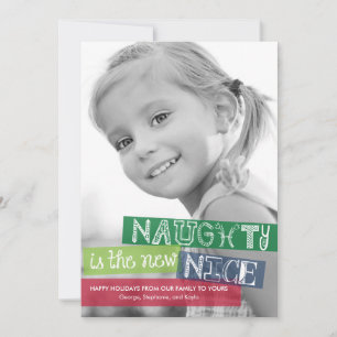 Naughtyär det nya fotokortet i Nice-Helgdag Julkort