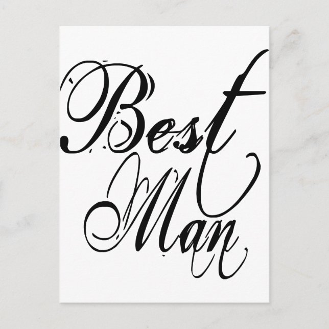 Naughy Grunge Script - Best Man Black Vykort (Framsida)