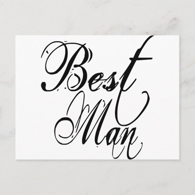 Naughy Grunge Script - Best Man Black Vykort (Framsida)