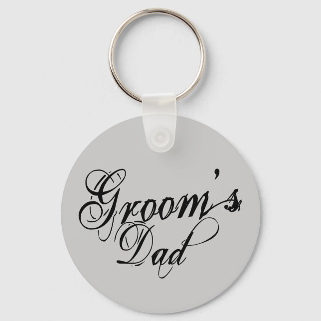 Naughy Grunge Script - Grooms Pappa Black Nyckelring (Framsida)