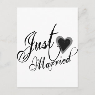 Naughy Grunge Script - Ny gifta Heart Black Meddelande Vykort