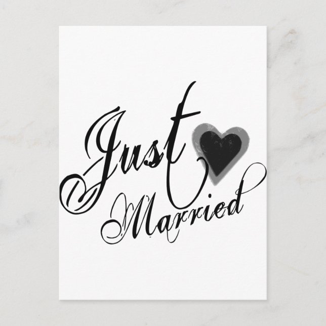 Naughy Grunge Script - Ny gifta Heart Black Meddelande Vykort (Framsida)