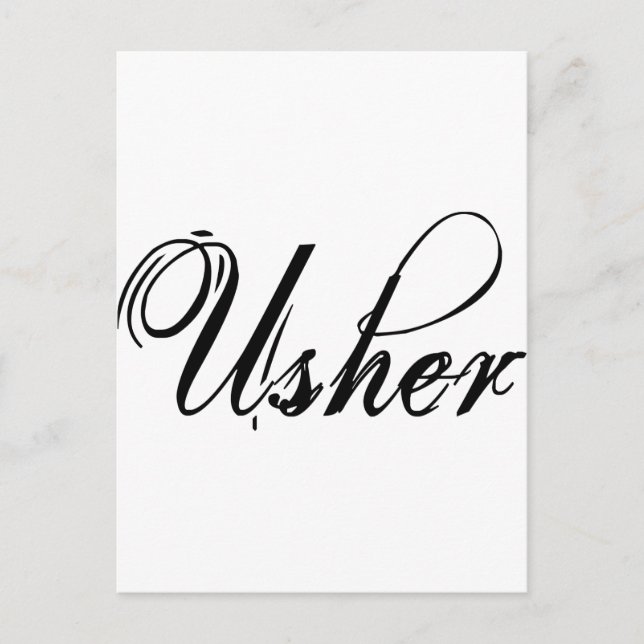 Naughy Grunge Script - Usher Black Vykort (Framsida)