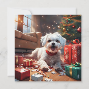 Naughy Jul Puppy, Cute, Funny, Tecknad Julkort