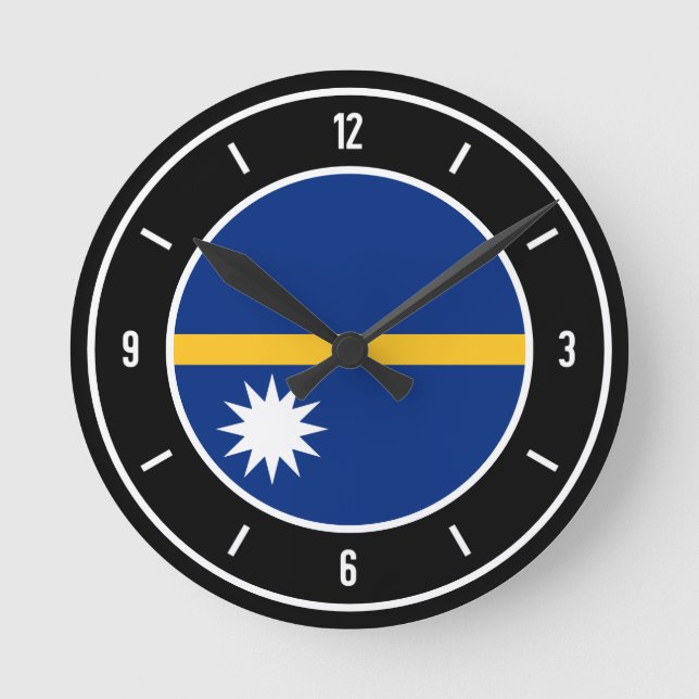 Nauru Flagga Elegant Rund Klocka (Framsida)