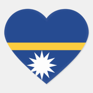 Nauru Flagga Hjärtformat Klistermärke