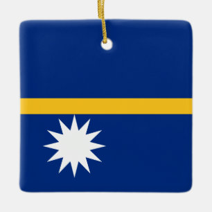 Nauru Flagga Julgransprydnad Keramik