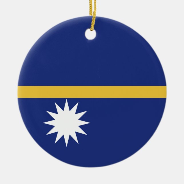 Nauru flagga julgransprydnad keramik (Framsidan)