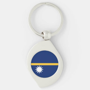 Nauru flagga swirl silverfärgad nyckelring