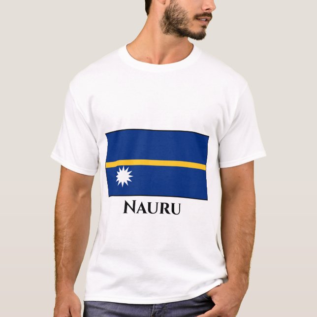 Nauru Flagga T Shirt (Framsida)