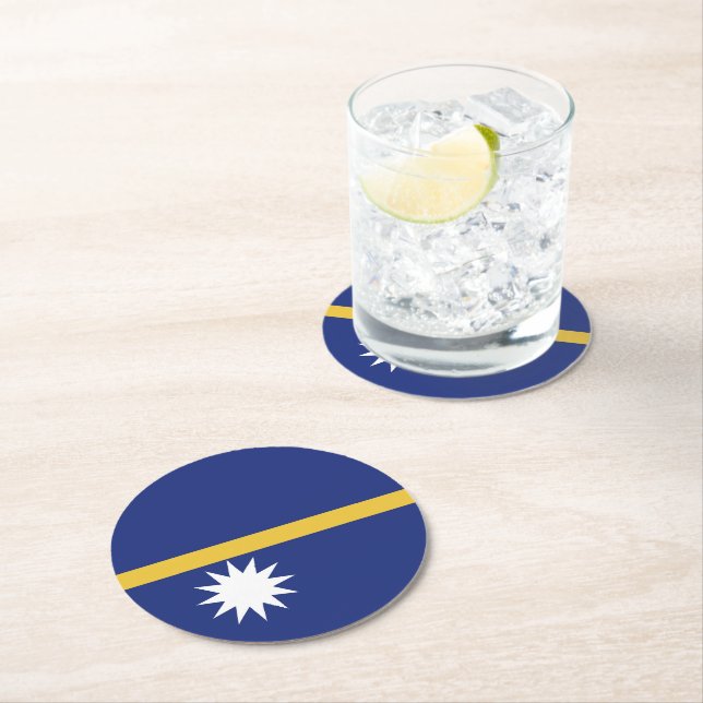Nauru flagga underlägg papper rund (Insitu)