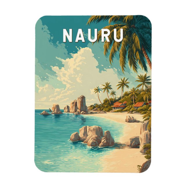 Nauru Illustration Resa Konst Vintage Magnet (Vertikal)