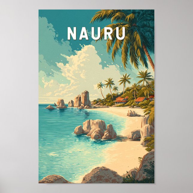 Nauru Illustration Resa Konst Vintage Poster (Framsidan)