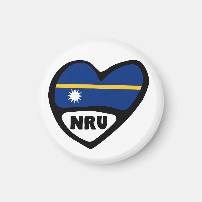 Nauru Land Code Flagga Heart, NRU Magnet (Framsidan)