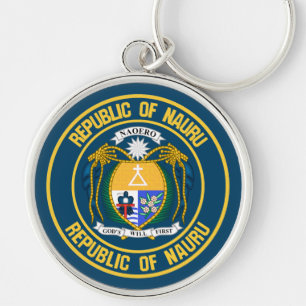 Nauru Round Emblem Rund Silverfärgad Nyckelring