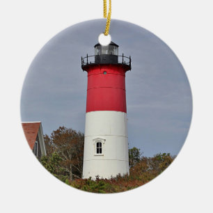 Nauset fyr julgransprydnad keramik