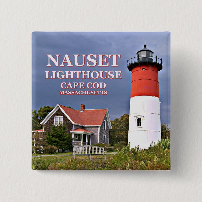 Nauset Lighthouse, Cape Cod Massachusetts Pin Knapp (Framsida)