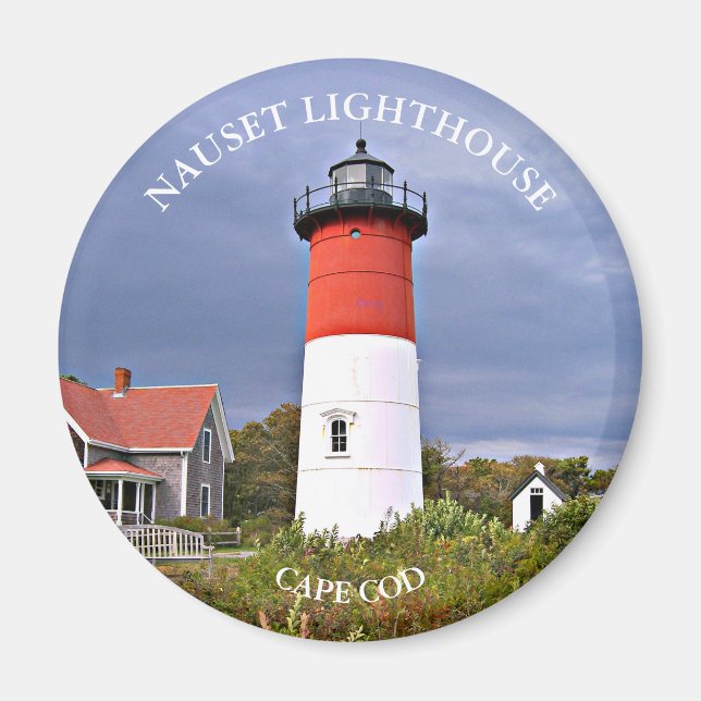 Nauset Lighthouse, Cape Cod MORSA Round Magnet (Framsidan)