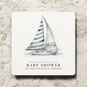 Nauti Bouy Baby Shower Segelbåt Akvarell Tack Kort