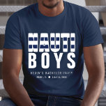 Nauti Boys Nautical Funny Bachelor Party T Shirt<br><div class="desc">Blå och vit strimlad "nauti-boys"-skjorta för en bachelor-fest. Anpassa den med din egen text.</div>