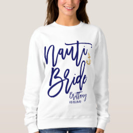 Nauti Bride Funny Blue Modern Calligraphy T Shirt