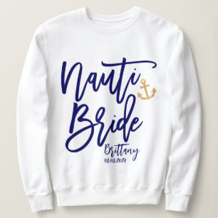 Nauti Brud Rolig Blå Modern Kalligrafi T Shirt