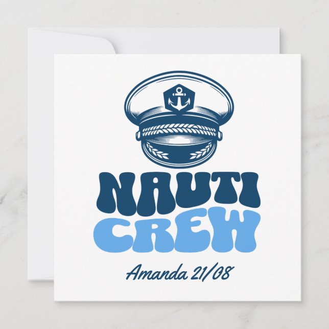 nauti crew retro blue  inbjudningar (Framsida)