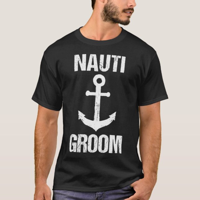 Nauti Groom Boaters Bröllopspresent Bröllopsresa T Shirt (Framsida)