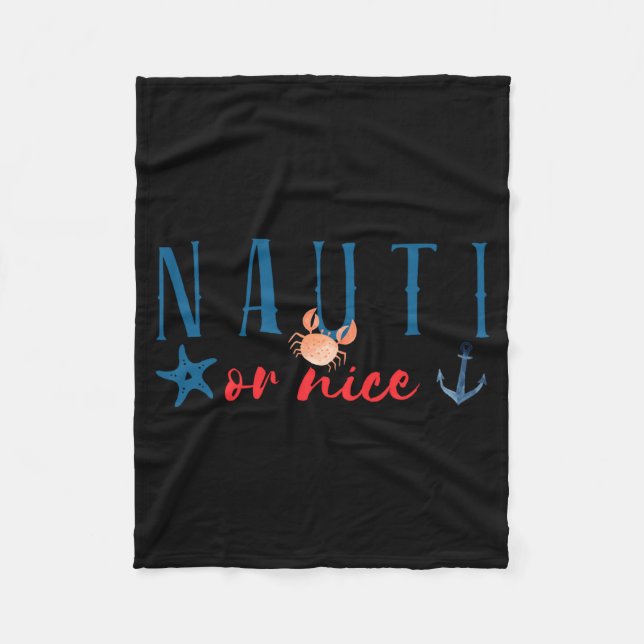 Nauti Or Nice Funny Nautical Christmas  Fleecefilt (Framsidan)
