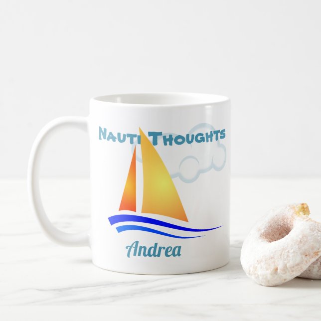 Nauti Thoughts Nautisk segelbåt Kaffemugg (Med munk)