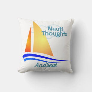 Nauti Thoughts Nautisk segelbåt Kudde