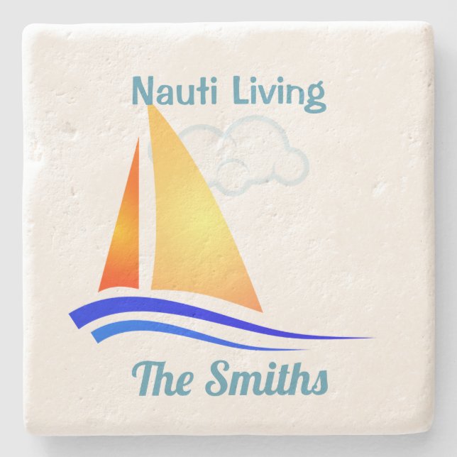 Nauti Thoughts Nautisk segelbåt Stenunderlägg (Framsidan)