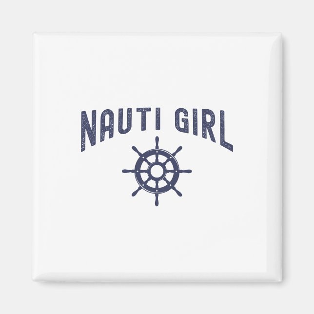Nauti Tjej Roligt Båtdesign För Kvinnor  Magnet (Framsidan)
