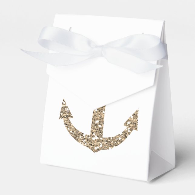 Nautiala ankare guld glitter bröllopspresentförpac presentaskar (Framsidan Sidan)