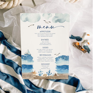 Nautica Theme Baby Shower Menu Inbjudningar