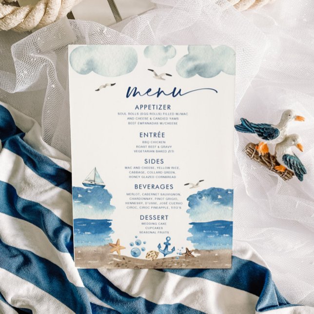 Nautica Theme Baby Shower Menu Inbjudningar (Skapare uppladdad)
