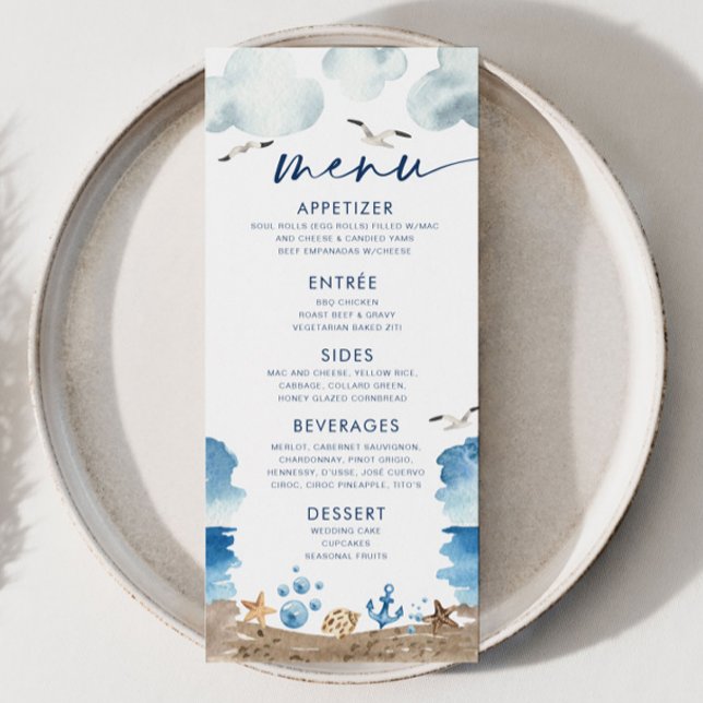 Nautica Theme Baby Shower Menu Meny (Skapare uppladdad)