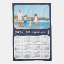 Nautical 2026 Calendar Family Photo Navy Blue