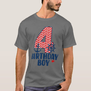 Nautical 4e födelsedagen Boy Sailors 4-åriga B-Day T Shirt