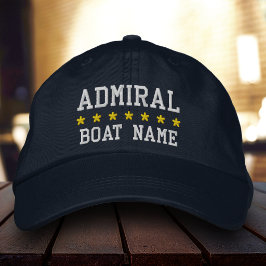 Nautical Admiral Ditt Båt Namn Blå Broderad Keps