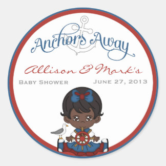 Nautical African American Baby Shower Stickers Runt Klistermärke
