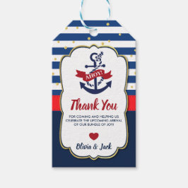 Nautical Ahoy Anchor Baby Shower för marint rött G Presentetikett