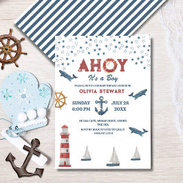 Nautical Ahoy är en babyduschinbjudan till pojken Inbjudningar
