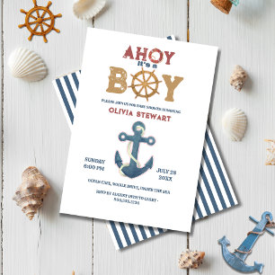 Nautical Ahoy är en babyduschinbjudan till pojken Inbjudningar