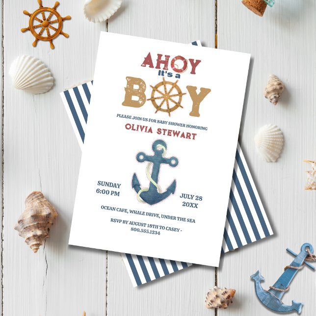Nautical Ahoy är en babyduschinbjudan till pojken Inbjudningar (Skapare uppladdad)