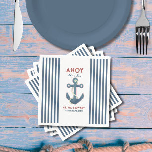 Nautical Ahoy är en babyduschinbjudan till pojken Pappersservett