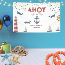 Nautical Ahoy är en pojke Baby Välkomstdusch