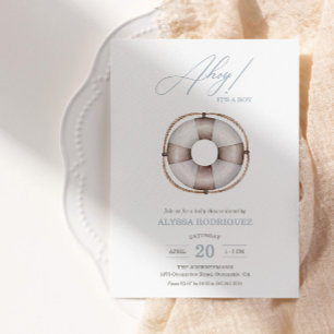 Nautical Ahoy Baby Shower Boy's bjudande Inbjudningar