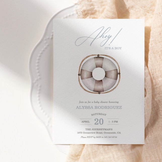 Nautical Ahoy Baby Shower Boy's bjudande Inbjudningar (Available for print & instant digital download!)