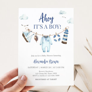 Nautical Ahoy Baby Shower Inbjudningar